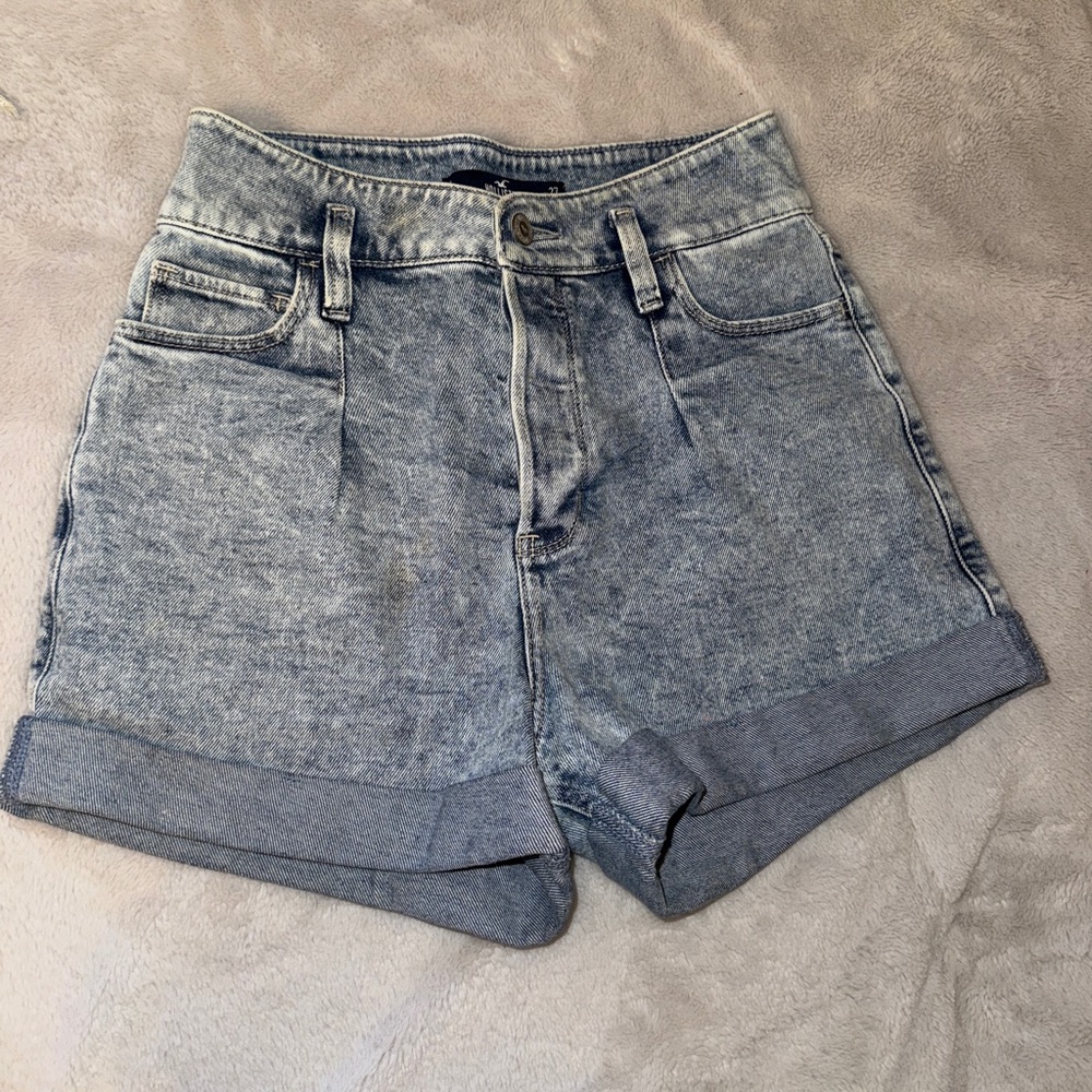 Hollister Blue Jean Shorts High-Waisted Cuffed